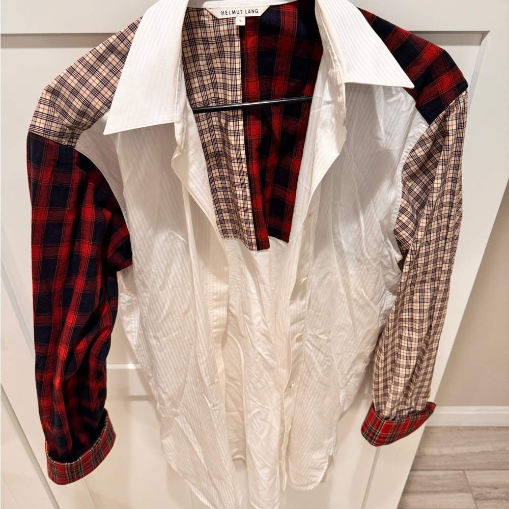 Helmut Lang Red and Black Casual Button Down Shirt